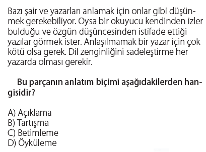 5. Sınıf Türkçe Metin Yapısı testi 2. soru