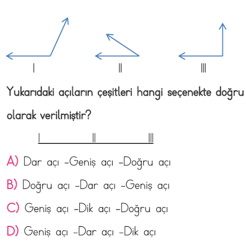 4. Sınıf Matematik 5. Ünite Geometrik Temel  Kavramlar testi 2. soru