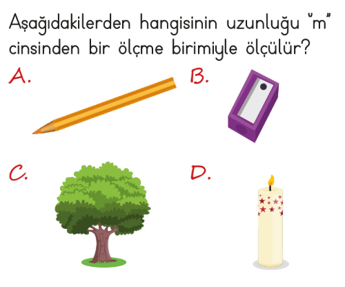 4. Sınıf Matematik 5. Ünite Uzunluk Ölçme testi 1. soru