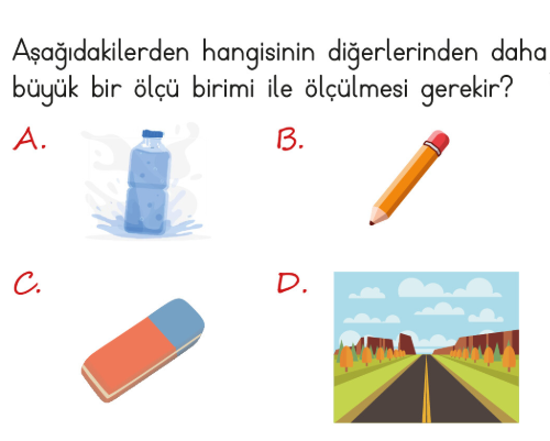 4. Sınıf Matematik 5. Ünite Uzunluk Ölçme testi 2. soru
