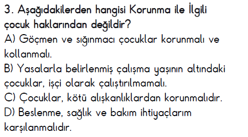 4. Sınıf Sosyal Bilgiler Etkin Vatandaşlık testi 3. soru