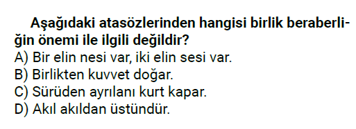 5. Sınıf Türkçe Söz Grupları testi 1. soru