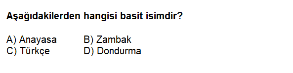 4. Sınıf Türkçe İsim, Sıfat, Zamir, Fiiller testi 1. soru
