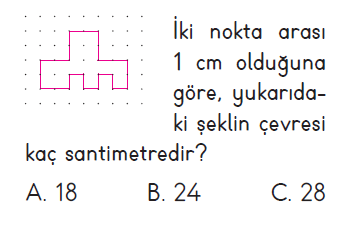 3. Sınıf Matematik Çevre Ölçme testi 1. soru