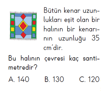 3. Sınıf Matematik Çevre Ölçme testi 2. soru