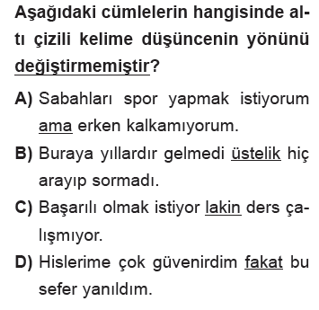 5. Sınıf Türkçe Geçiş ve Bağlantı İfadeleri testi 1. soru