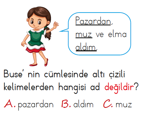 2. Sınıf Türkçe Ad ve İsim Bilgisi testi 2. soru